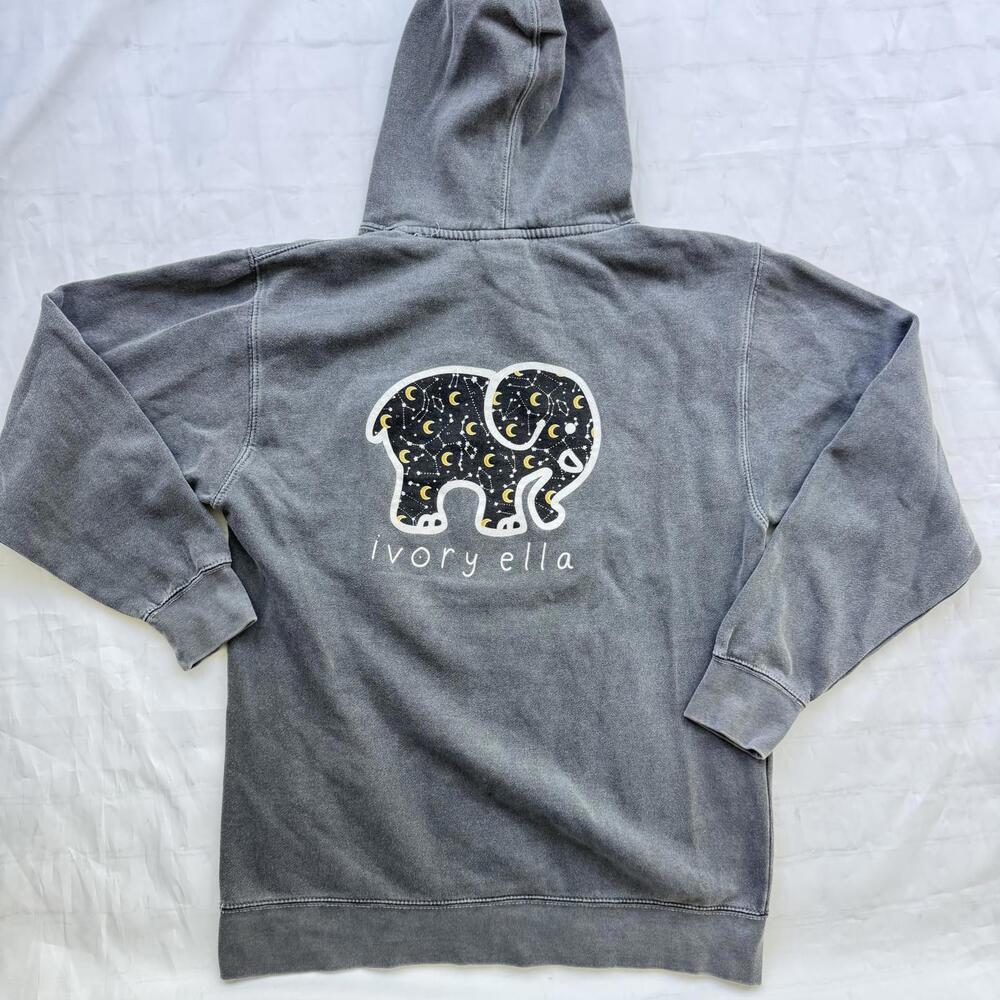 Ivory Ella Gray Hoodie with Elephant Design